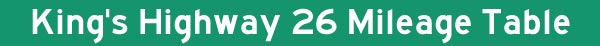 Hwy 26 Mileage Table