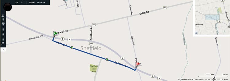 HWY 8B SHEFFIELD MAP