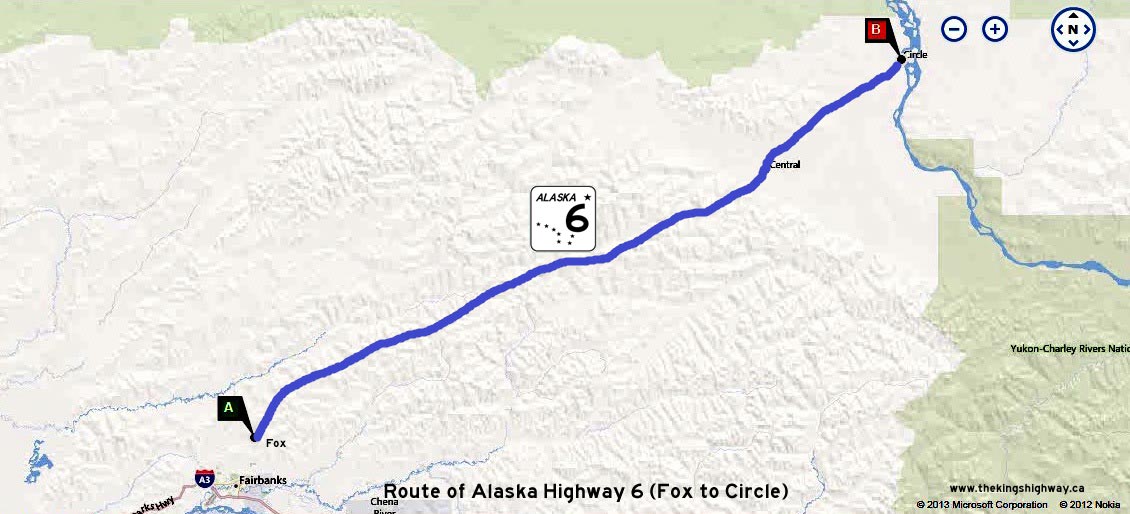 ALASKA HWY 6 ROUTE MAP - © Cameron Bevers