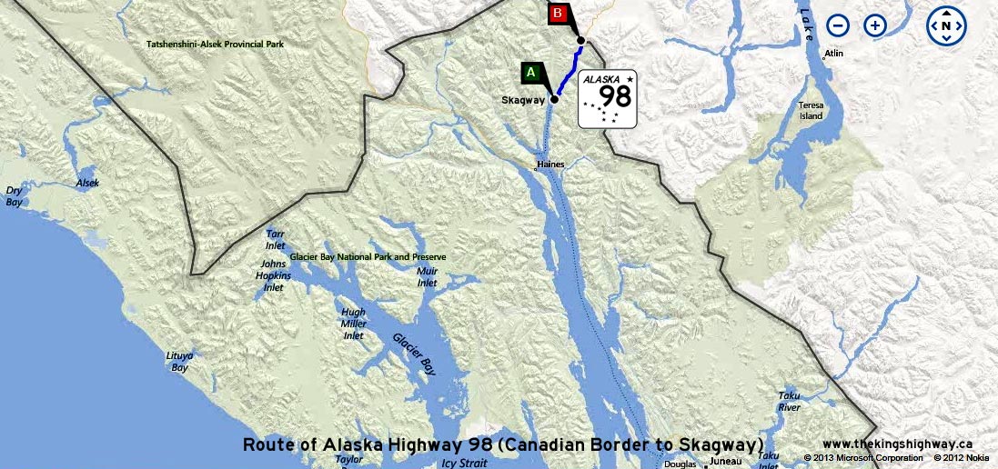 ALASKA HWY 98 ROUTE MAP - © Cameron Bevers